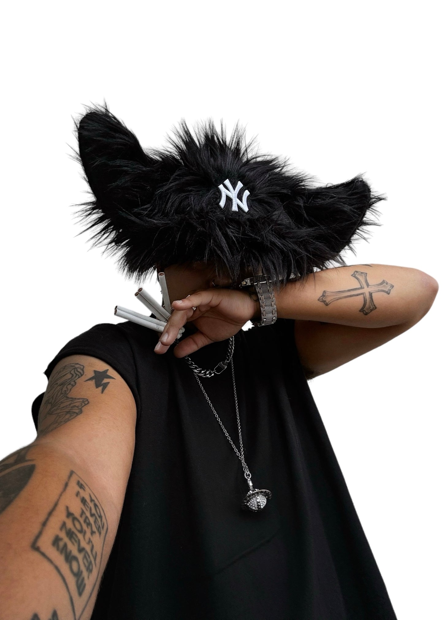 THE FUR YANKEES CAP - BLACK